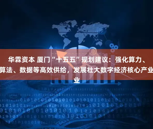 华霖资本 厦门“十五五”规划建议：强化算力、算法、数据等高效供给，发展壮大数字经济核心产业